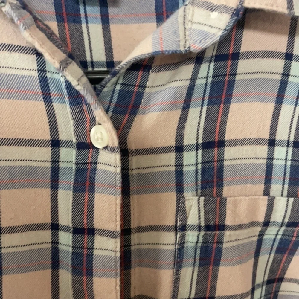 Old Navy (Tunic) Girls pink & navy plaid flannel, shirt Lg